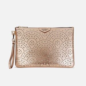 Victoria's Secret Rose Gold Wristlet Clutch Cosmetic Bag Makeup Bag 5109